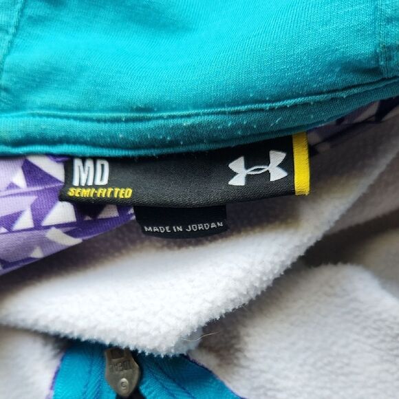 Under Armour Purple Blue White Athletic Jacket Women M Zipper Polyester Coat - Picture 3 of 10